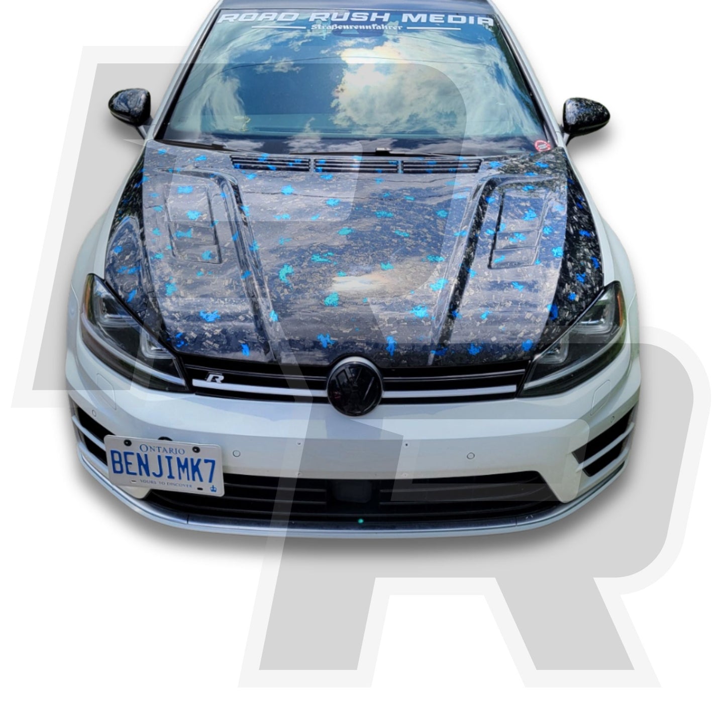 Volkswagen with Blue Flake Forged Carbon Fiber hood From Road Rush