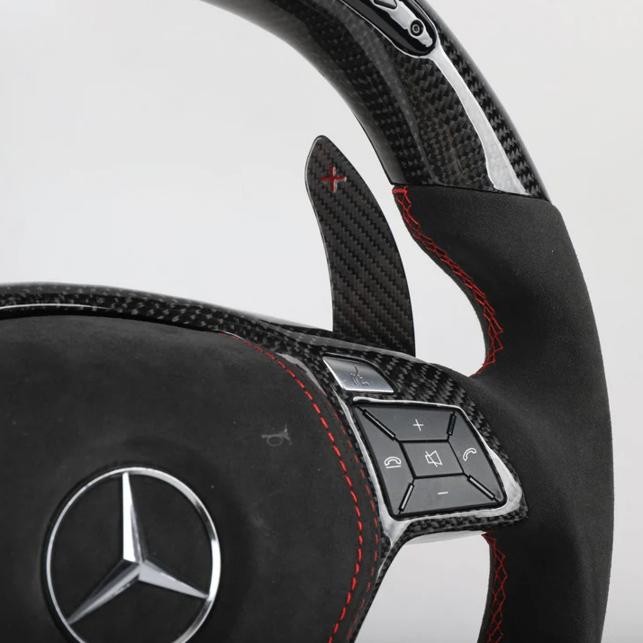 2012-2016 A/CLA/C/E/CLS/GLA/SLK/SL & AMG Models Carbon Fiber Steering Wheel